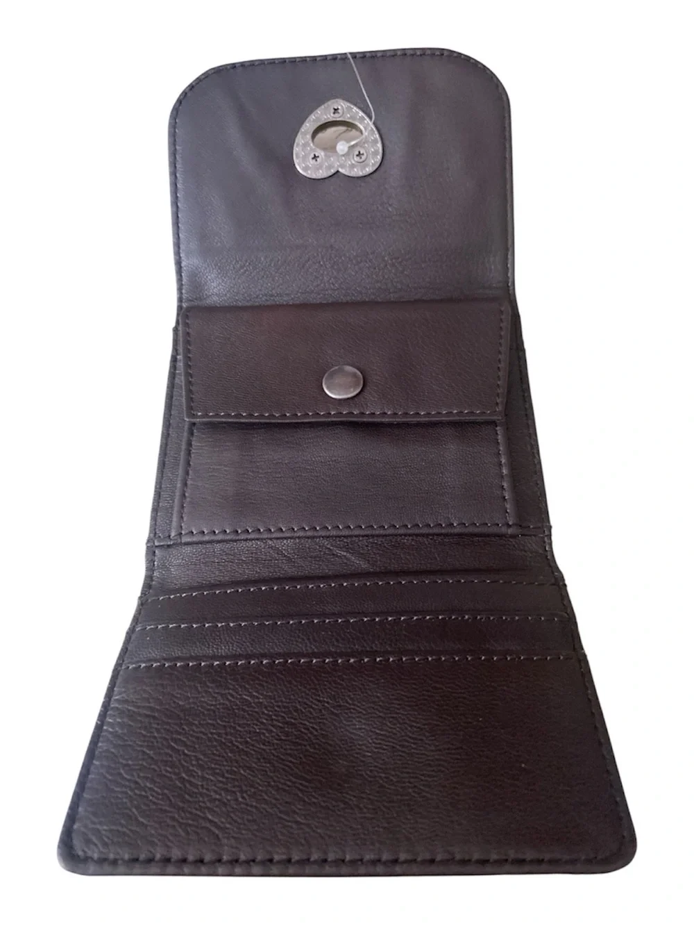 Free People Espresso Lock It Up Leather Wallet with Heart Lock